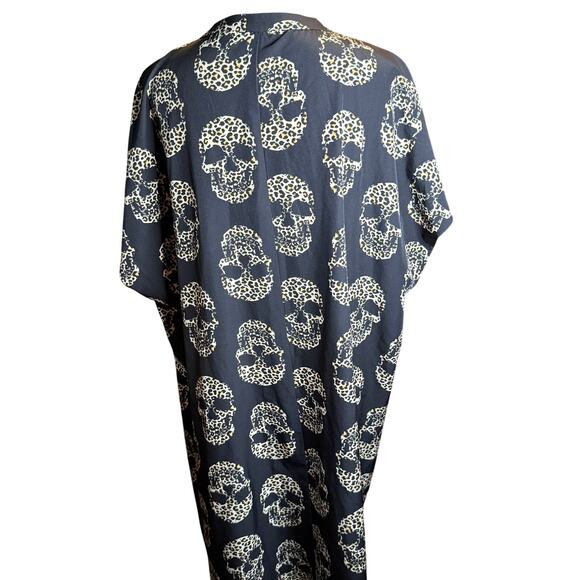 Emery Rose Leopard Print Skull Dress, Edgy Goth Black Stretch, Plus Size 4XL - Picture 4 of 8